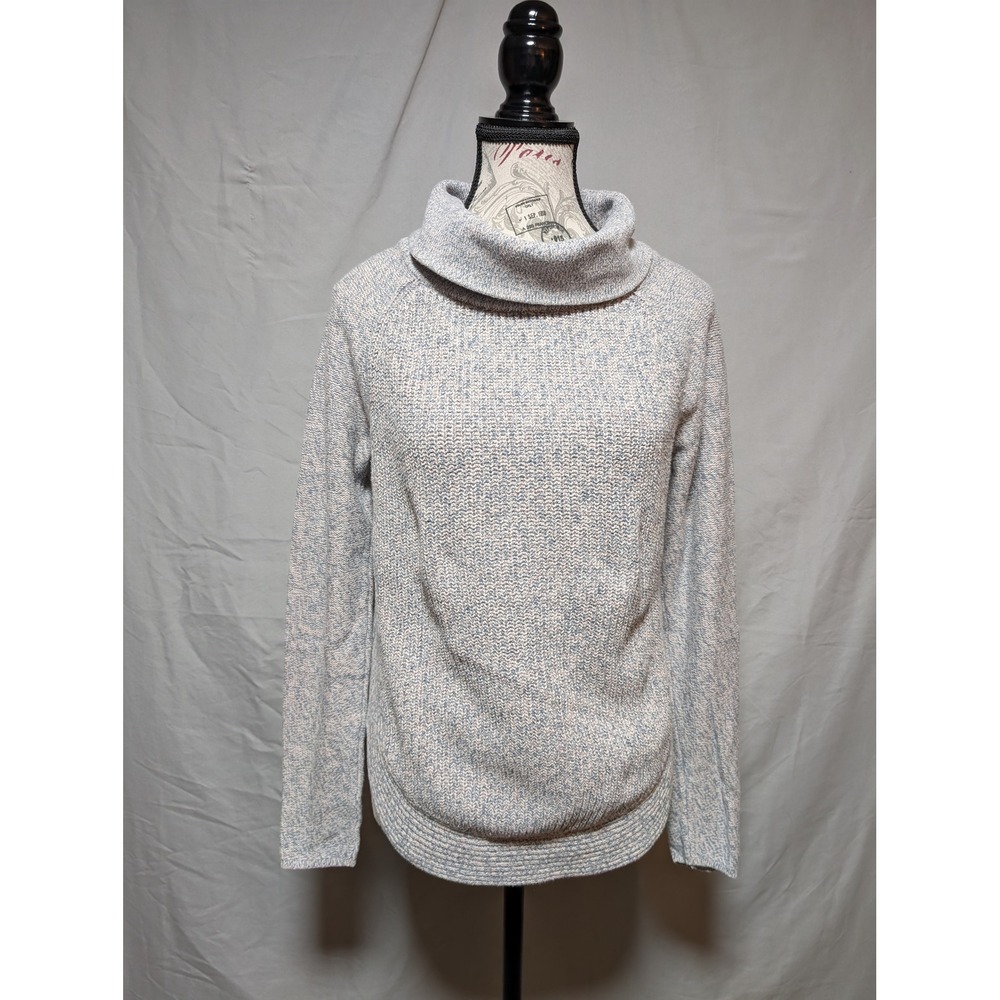 LOFT Gray Pink Marled Knit Cowl Neck Cotton Sweater Minimalist Women's XS